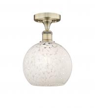 Innovation Lighting 616-1F-AB-G1216-8WM - White Mouchette - 1 Light - 8 inch - Antique Brass - Semi-Flush Mount