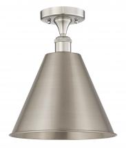 Innovation Lighting 616-1F-SN-MBC-12-SN - Berkshire - 1 Light - 12 inch - Brushed Satin Nickel - Semi-Flush Mount