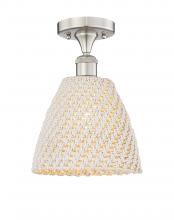 Innovation Lighting 616-1F-SN-NBD-9-NAT - Bristol Natural - 1 Light - 9 inch - Brushed Satin Nickel - Semi-Flush Mount