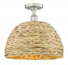 Innovation Lighting 616-1F-SN-RBD-16-NAT - Woven Rattan - 1 Light - 16 inch - Brushed Satin Nickel - Semi-Flush Mount