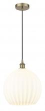Innovation Lighting 616-1P-AB-G1217-14WV - White Venetian - 1 Light - 14 inch - Antique Brass - Cord Hung - Pendant