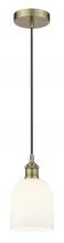 Innovation Lighting 616-1P-AB-G558-6GWH - Bella - 1 Light - 6 inch - Antique Brass - Cord hung - Mini Pendant