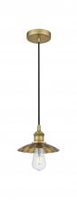 Innovation Lighting 616-1P-BB-M17-BB - Scallop - 1 Light - 8 inch - Brushed Brass - Cord Hung - Mini Pendant