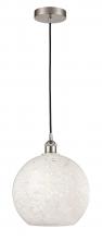 Innovation Lighting 616-1P-SN-G1216-12WM - White Mouchette - 1 Light - 12 inch - Brushed Satin Nickel - Cord Hung - Mini Pendant