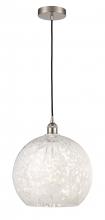 Innovation Lighting 616-1P-SN-G1216-14WM - White Mouchette - 1 Light - 14 inch - Brushed Satin Nickel - Cord Hung - Pendant