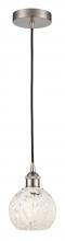 Innovation Lighting 616-1P-SN-G1216-6WM - White Mouchette - 1 Light - 6 inch - Brushed Satin Nickel - Cord Hung - Mini Pendant