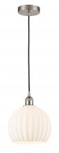 Innovation Lighting 616-1P-SN-G1217-10WV - White Venetian - 1 Light - 10 inch - Brushed Satin Nickel - Cord Hung - Mini Pendant
