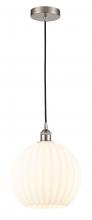 Innovation Lighting 616-1P-SN-G1217-12WV - White Venetian - 1 Light - 12 inch - Brushed Satin Nickel - Cord Hung - Mini Pendant
