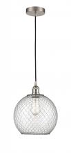 Innovation Lighting 616-1P-SN-G122-10CBK - Farmhouse Chicken Wire - 1 Light - 10 inch - Brushed Satin Nickel - Cord hung - Mini Pendant