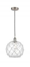 Innovations Lighting 616-1P-SN-G122-10RW - Farmhouse Rope - 1 Light - 10 inch - Brushed Satin Nickel - Cord hung - Mini Pendant