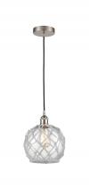 Innovation Lighting 616-1P-SN-G122-8RW-LED - Farmhouse Rope - 1 Light - 8 inch - Brushed Satin Nickel - Cord hung - Mini Pendant