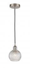 Innovation Lighting 616-1P-SN-G122C-6CL - Athens - 1 Light - 6 inch - Brushed Satin Nickel - Cord hung - Mini Pendant