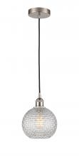 Innovation Lighting 616-1P-SN-G122C-8CL - Athens - 1 Light - 8 inch - Brushed Satin Nickel - Cord hung - Mini Pendant