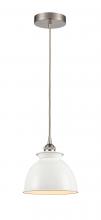 Innovation Lighting 616-1P-SN-M14-W - Adirondack - 1 Light - 8 inch - Brushed Satin Nickel - Cord hung - Mini Pendant