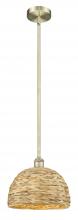 Innovation Lighting 616-1S-AB-RBD-12-NAT - Woven Rattan - 1 Light - 12 inch - Antique Brass - Stem hung - Mini Pendant
