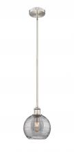 Innovation Lighting 616-1S-SN-G1213-8SM - Athens Deco Swirl - 1 Light - 8 inch - Brushed Satin Nickel - Cord hung - Mini Pendant