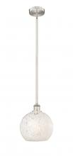 Innovation Lighting 616-1S-SN-G1216-10WM - White Mouchette - 1 Light - 10 inch - Brushed Satin Nickel - Stem Hung - Mini Pendant