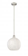 Innovation Lighting 616-1S-SN-G1216-12WM - White Mouchette - 1 Light - 12 inch - Brushed Satin Nickel - Stem Hung - Mini Pendant
