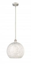 Innovation Lighting 616-1S-SN-G1216-14WM - White Mouchette - 1 Light - 14 inch - Brushed Satin Nickel - Stem Hung - Pendant