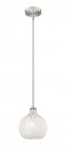 Innovation Lighting 616-1S-SN-G1216-8WM - White Mouchette - 1 Light - 8 inch - Brushed Satin Nickel - Stem Hung - Mini Pendant