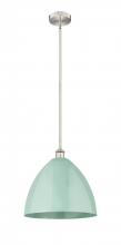 Innovations Lighting 616-1S-SN-MBD-16-SF-LED - Plymouth - 1 Light - 16 inch - Brushed Satin Nickel - Cord hung - Mini Pendant