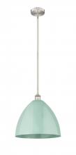 Innovation Lighting 616-1S-SN-MBD-16-SF-LED - Plymouth - 1 Light - 16 inch - Brushed Satin Nickel - Cord hung - Mini Pendant