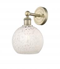 Innovation Lighting 616-1W-AB-G1216-8WM - White Mouchette - 1 Light - 8 inch - Antique Brass - Sconce