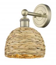 Innovation Lighting 616-1W-AB-RBD-8-NAT - Woven Rattan - 1 Light - 8 inch - Antique Brass - Sconce