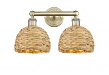 Innovation Lighting 616-2W-AB-RBD-8-NAT - Woven Rattan - 2 Light - 17 inch - Antique Brass - Bath Vanity Light