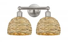 Innovation Lighting 616-2W-SN-RBD-8-NAT - Woven Rattan - 2 Light - 17 inch - Brushed Satin Nickel - Bath Vanity Light