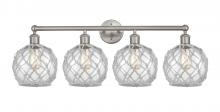 Innovation Lighting 616-4W-SN-G122-8RW - Farmhouse Rope - 4 Light - 35 inch - Brushed Satin Nickel - Bath Vanity Light