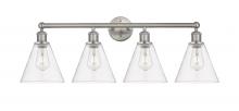 Innovations Lighting 616-4W-SN-GBC-82 - Berkshire - 4 Light - 35 inch - Satin Nickel - Bath Vanity Light