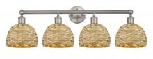 Innovation Lighting 616-4W-SN-RBD-8-NAT - Woven Rattan - 4 Light - 35 inch - Brushed Satin Nickel - Bath Vanity Light