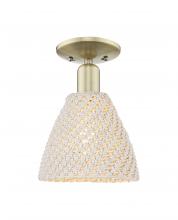 Innovation Lighting 716-1C-AB-NBD-75-NAT - Bristol Natural - 1 Light - 6 inch - Antique Brass - Semi-Flush Mount