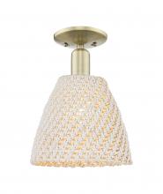Innovation Lighting 716-1C-AB-NBD-9-NAT - Bristol Natural - 1 Light - 6 inch - Antique Brass - Semi-Flush Mount
