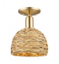Innovation Lighting 716-1C-CB-RBD-8-NAT - Woven Rattan - 1 Light - 8 inch - Champagne Bronze - Semi-Flush Mount
