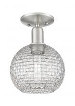 Innovation Lighting 716-1C-SN-G122C-8CL - Athens - 1 Light - 8 inch - Brushed Satin Nickel - Semi-Flush Mount