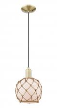 Innovation Lighting 716-1P-AB-G121-8RB - Farmhouse Rope - 1 Light - 8 inch - Antique Brass - Cord hung - Mini Pendant