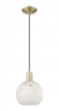 Innovation Lighting 716-1P-AB-G1216-8WM - White Mouchette - 1 Light - 8 inch - Antique Brass - Cord hung - Mini Pendant