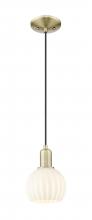 Innovation Lighting 716-1P-AB-G1217-6WV - White Venetian - 1 Light - 6 inch - Antique Brass - Cord hung - Mini Pendant