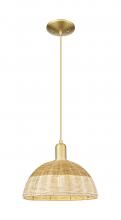 Innovation Lighting 716-1P-SG-NBD2-12-NAT - Natural Ballston Dome - 1 Light - 6 inch - Satin Gold - Cord hung - Mini Pendant