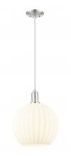 Innovation Lighting 716-1P-SN-G1217-12WV - White Venetian - 1 Light - 12 inch - Brushed Satin Nickel - Cord hung - Mini Pendant
