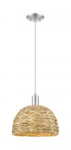 Innovation Lighting 716-1P-SN-RBD-12-NAT - Woven Rattan - 1 Light - 12 inch - Brushed Satin Nickel - Cord hung - Mini Pendant