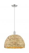 Innovation Lighting 716-1P-SN-RBD-16-NAT - Woven Rattan - 1 Light - 16 inch - Brushed Satin Nickel - Cord hung - Mini Pendant