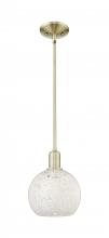 Innovation Lighting 716-1S-AB-G1216-8WM - White Mouchette - 1 Light - 8 inch - Antique Brass - Stem hung - Mini Pendant