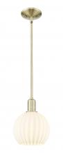 Innovation Lighting 716-1S-AB-G1217-8WV - White Venetian - 1 Light - 8 inch - Antique Brass - Stem hung - Mini Pendant