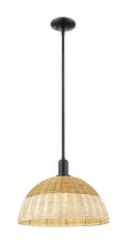 Innovation Lighting 716-1S-BK-NBD2-16-NAT - Natural Ballston Dome - 1 Light - 6 inch - Matte Black - Mini Pendant