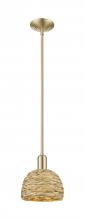 Innovation Lighting 716-1S-CB-RBD-8-NAT - Woven Rattan - 1 Light - 8 inch - Champagne Bronze - Stem hung - Mini Pendant