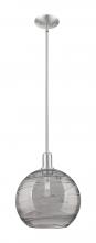 Innovation Lighting 716-1S-SN-G1213-12SM - Athens Deco Swirl - 1 Light - 12 inch - Brushed Satin Nickel - Stem hung - Mini Pendant