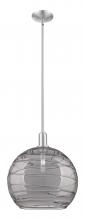 Innovation Lighting 716-1S-SN-G1213-14SM - Athens Deco Swirl - 1 Light - 14 inch - Brushed Satin Nickel - Stem hung - Mini Pendant